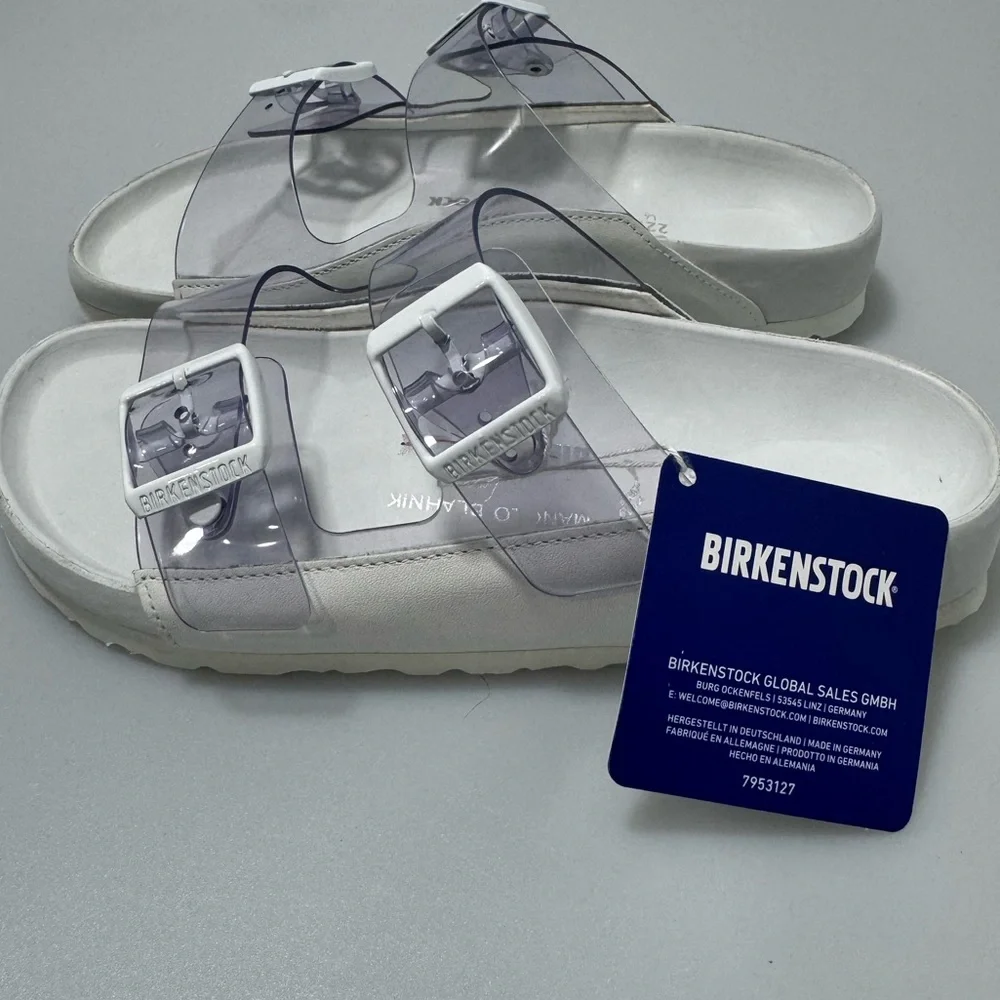 Birkenstock X Manolo Blahnik Arizona Sandals PVC White Women’s Size 35/US 5 - Picture 3 of 6